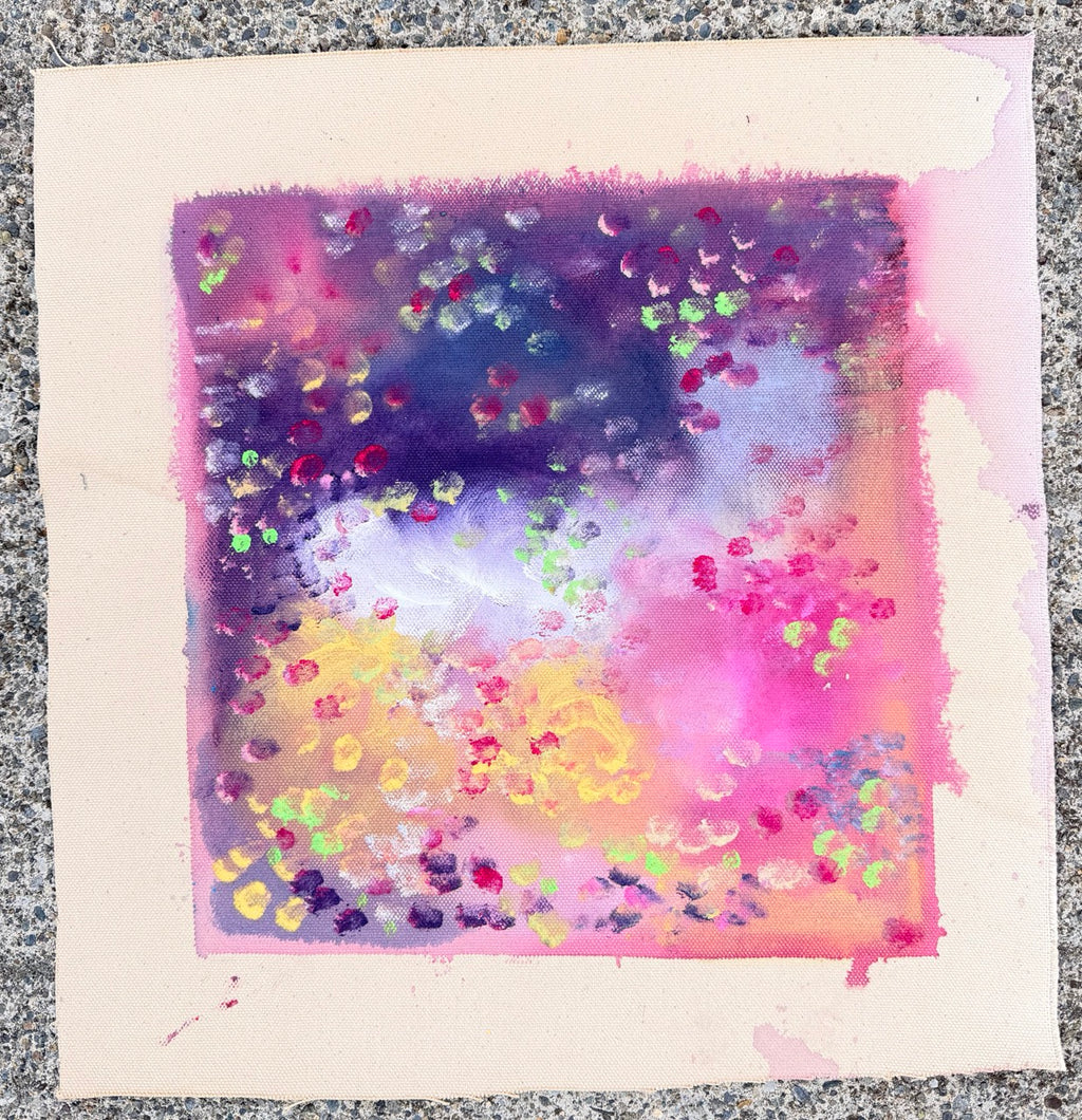Original photograph of Dusk Petals on raw unstretched canvas